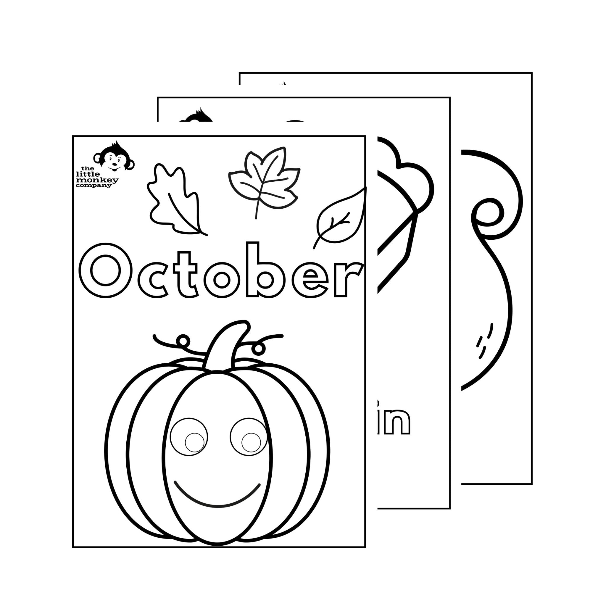 October Coloring Sheets - Digital Sheets