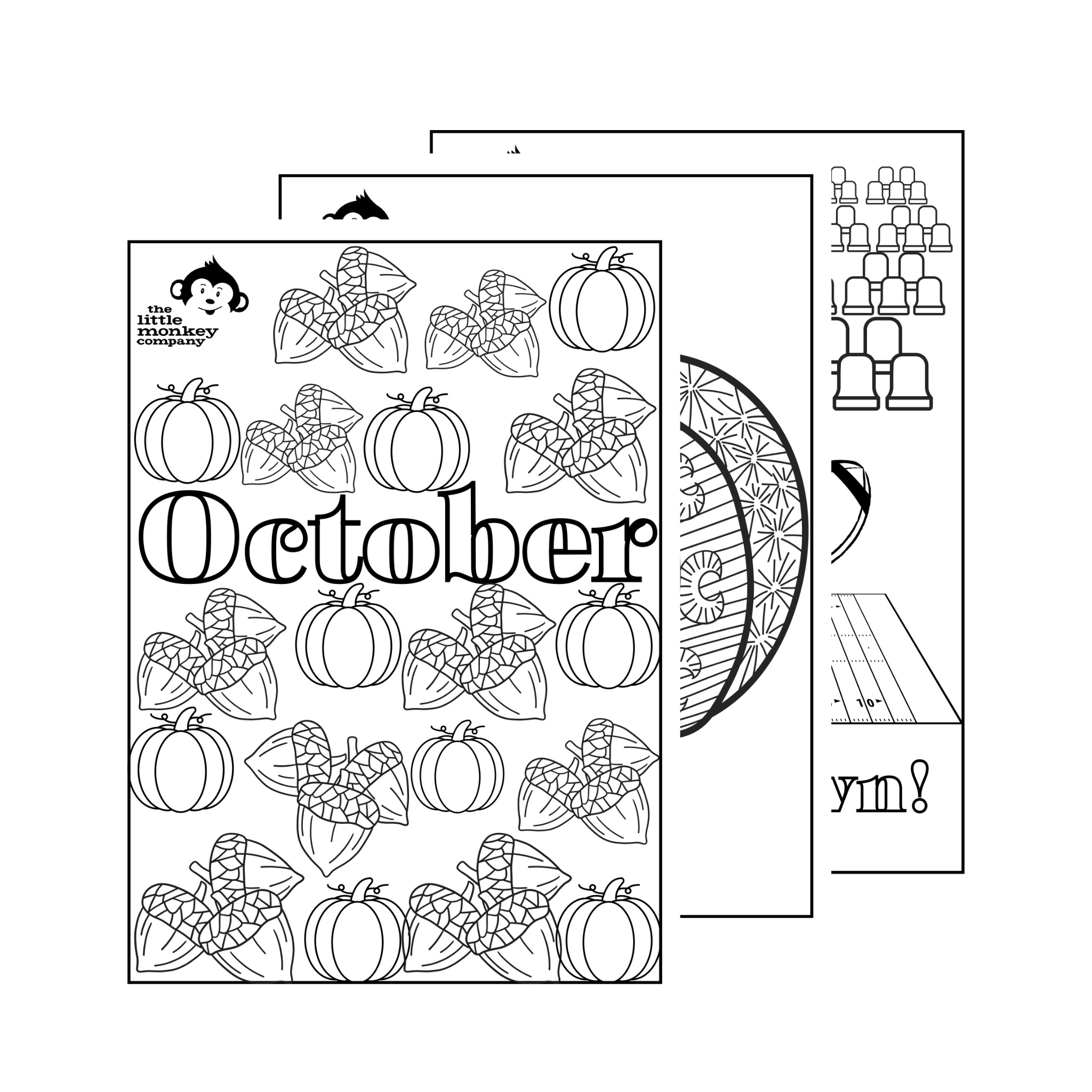 Adult October Coloring Sheets - Digital Sheets