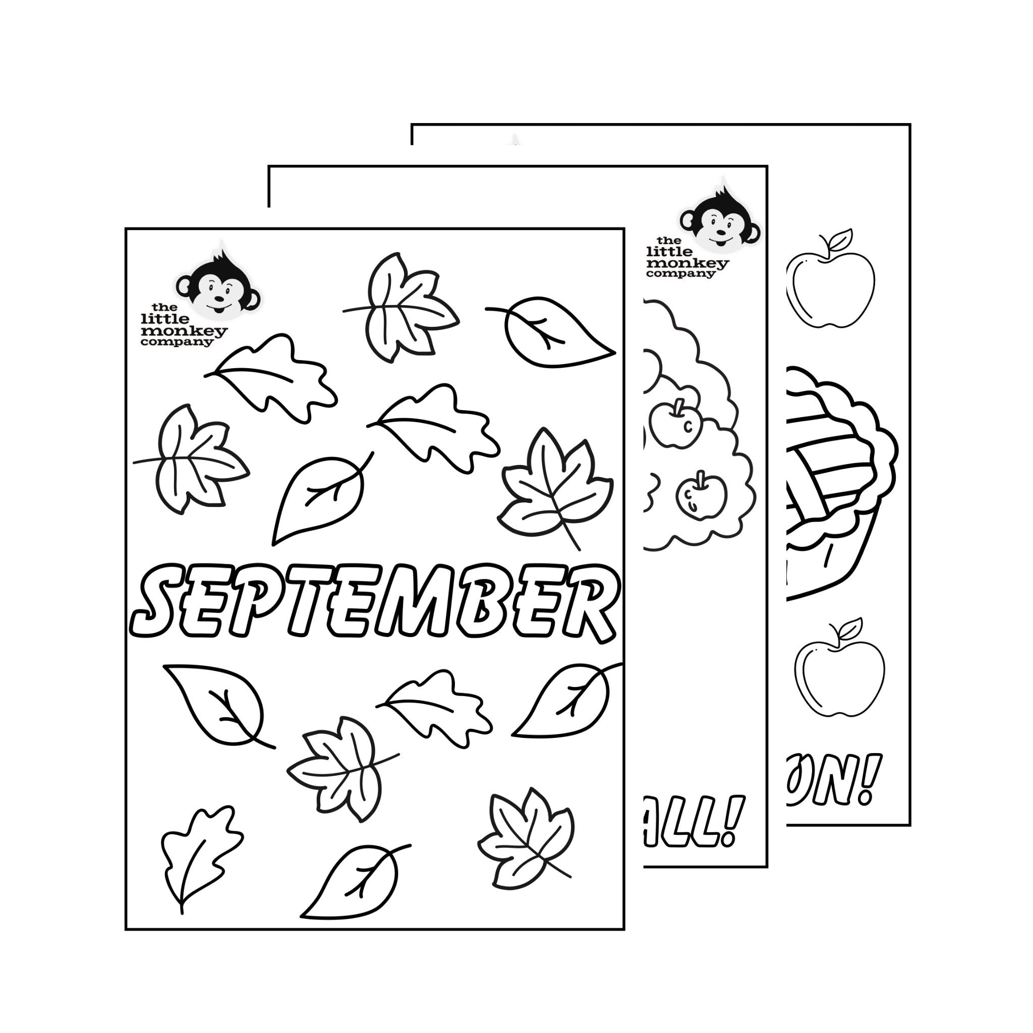 September Coloring Sheets - Digital Sheets